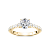 Round Shared Prong Engagement Ring with Hidden Halo