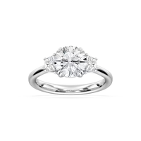 Double Prong Round Three Stone Engagement Ring