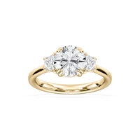 Double Prong Round Three Stone Engagement Ring