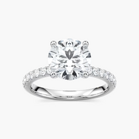 Classic Round Cut Engagement Ring With Hidden Halo