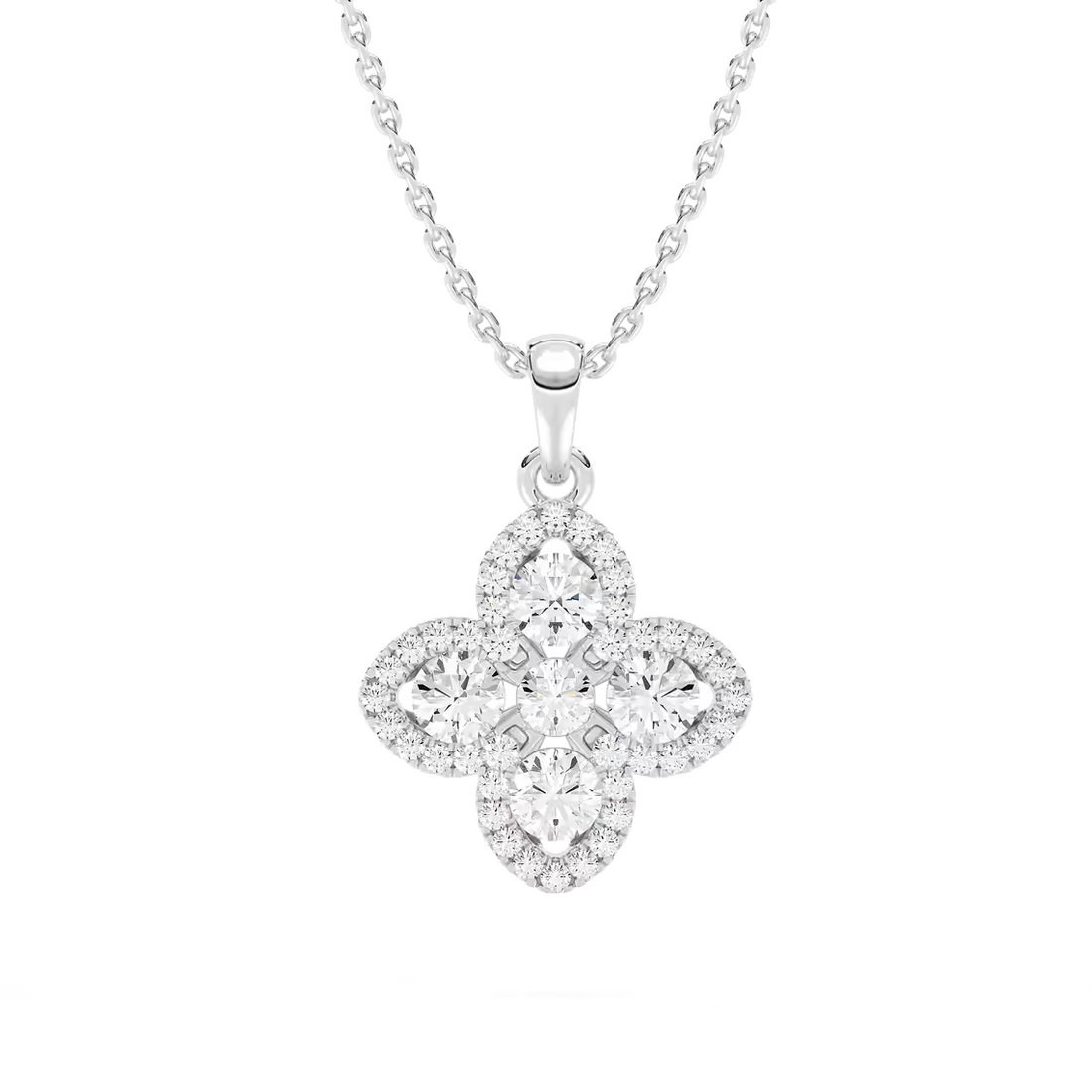 Flower Shape Lab Grown Diamond Necklace