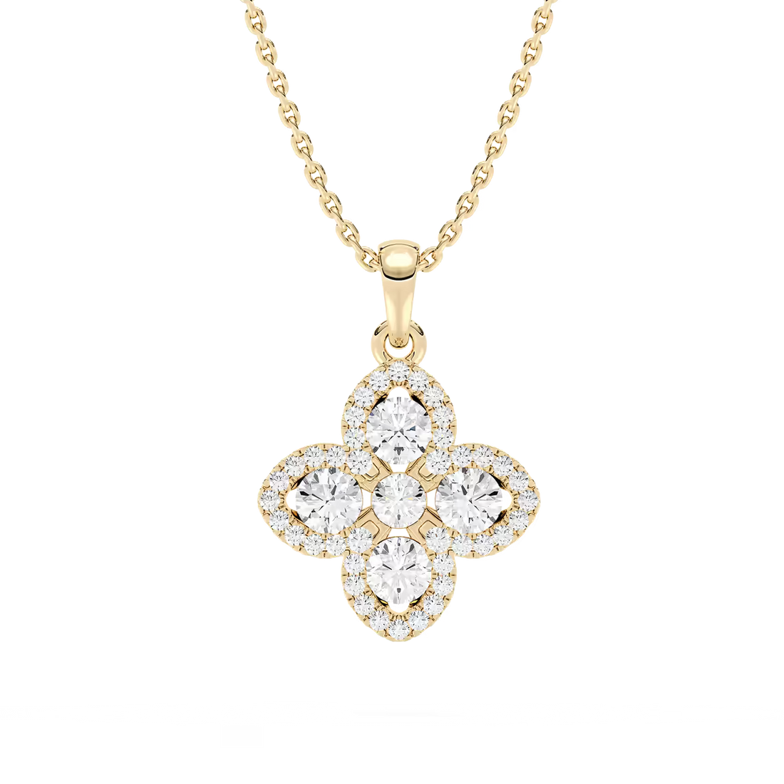 Flower Shape Lab Grown Diamond Necklace