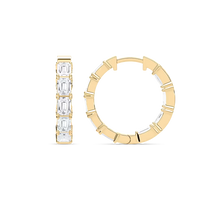 Emerald Cut Lab Grown Diamond Hoop Earrings