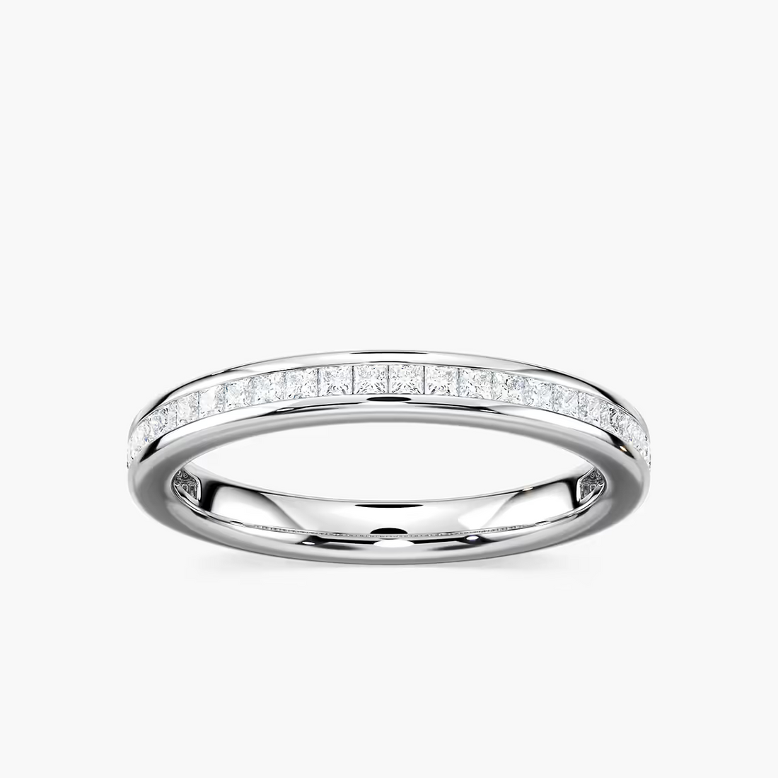 Princess Cut Channel Set Wedding Band