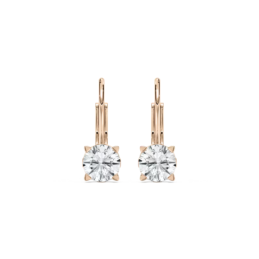 Round Lab Grown Diamond Scroll Drop Earrings