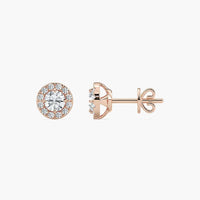 Classic Round Cut Halo Lab Grown Diamond Stud Earrings