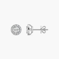 Classic Round Cut Halo Lab Grown Diamond Stud Earrings