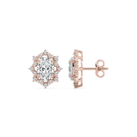 Framed Round Cut Lab Grown Diamond Stud Earrings