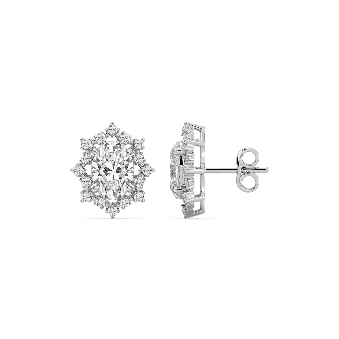 Framed Round Cut Lab Grown Diamond Stud Earrings