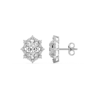 Framed Round Cut Lab Grown Diamond Stud Earrings