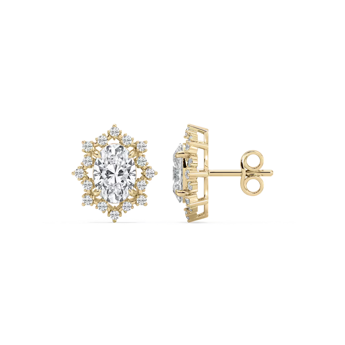 Framed Round Cut Lab Grown Diamond Stud Earrings