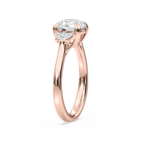 Double Prong Round Three Stone Engagement Ring