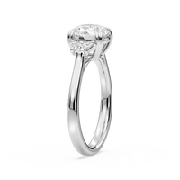 Double Prong Round Three Stone Engagement Ring