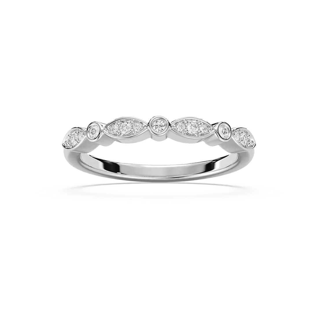 Round Cut Bezel Set Stackable Band