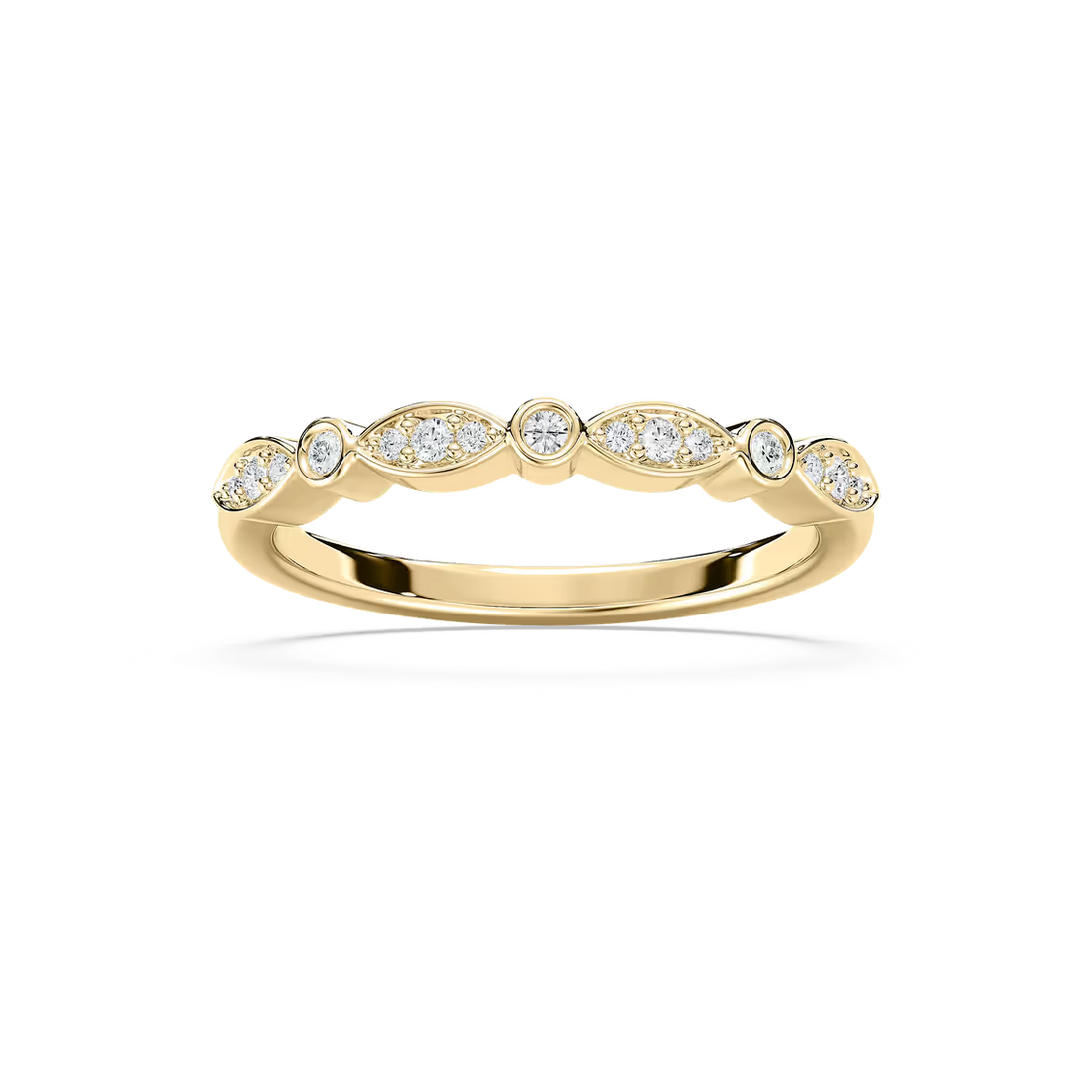 Round Cut Bezel Set Stackable Band