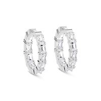 Emerald Cut Lab Grown Diamond Hoop Earrings