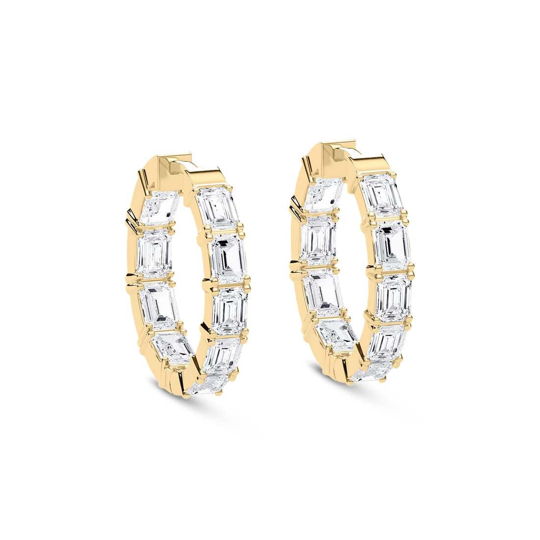 Emerald Cut Lab Grown Diamond Hoop Earrings