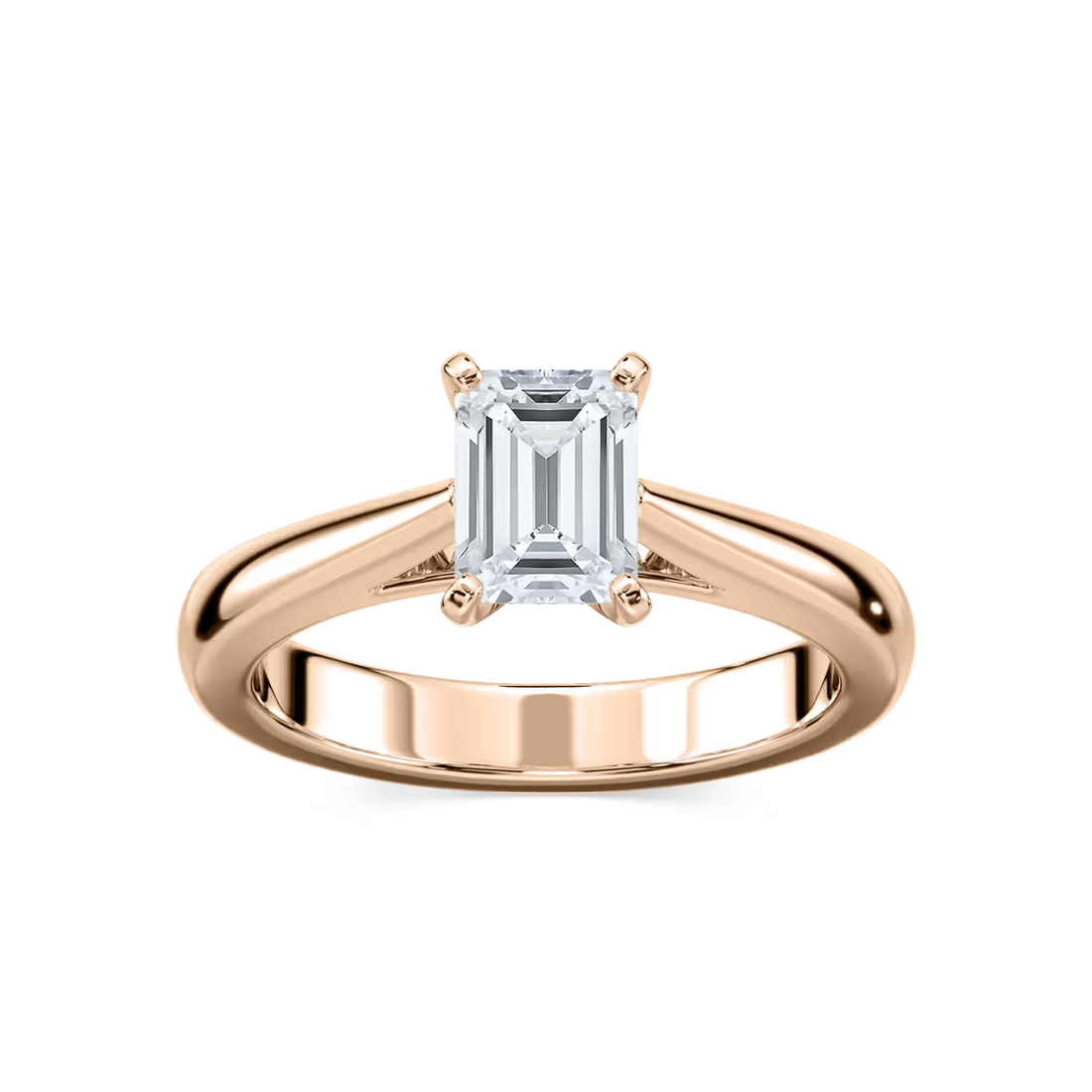 Solitaire Emerald Cut Cathedral Engagement Ring