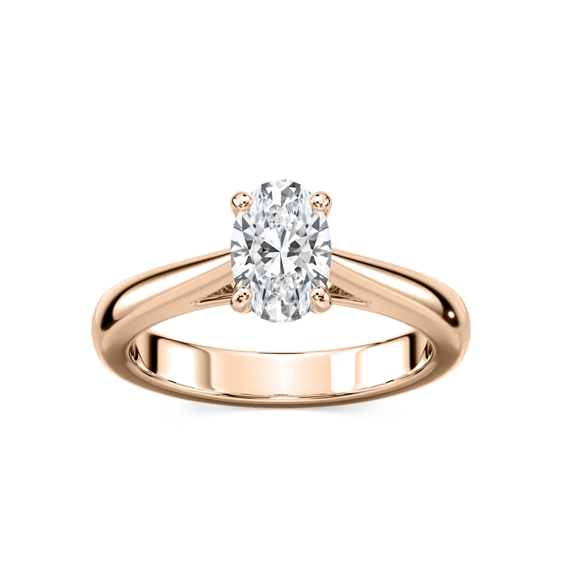 Solitaire Oval Cut Cathedral Engagement Ring