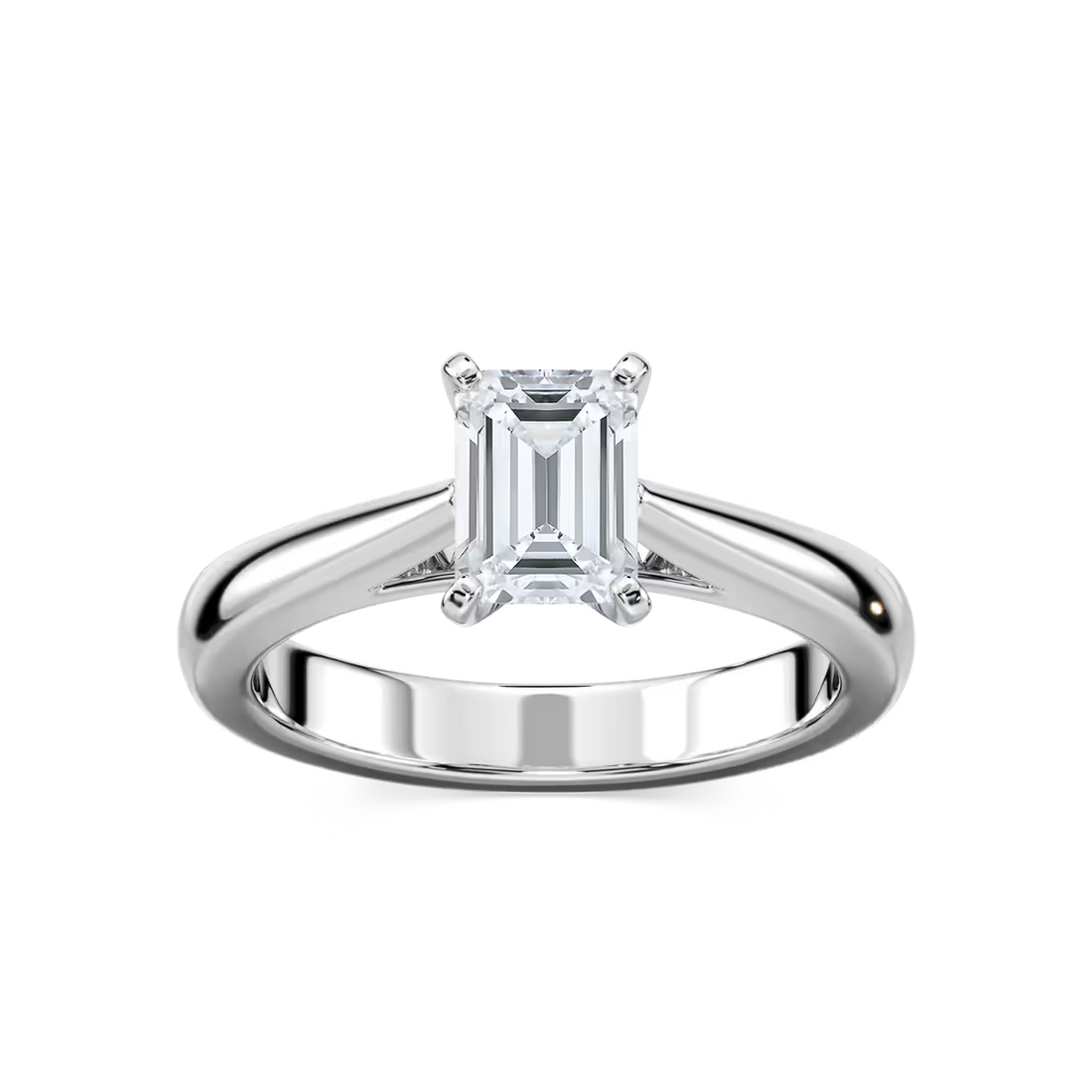 Solitaire Emerald Cut Cathedral Engagement Ring