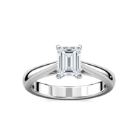 Solitaire Emerald Cut Cathedral Engagement Ring