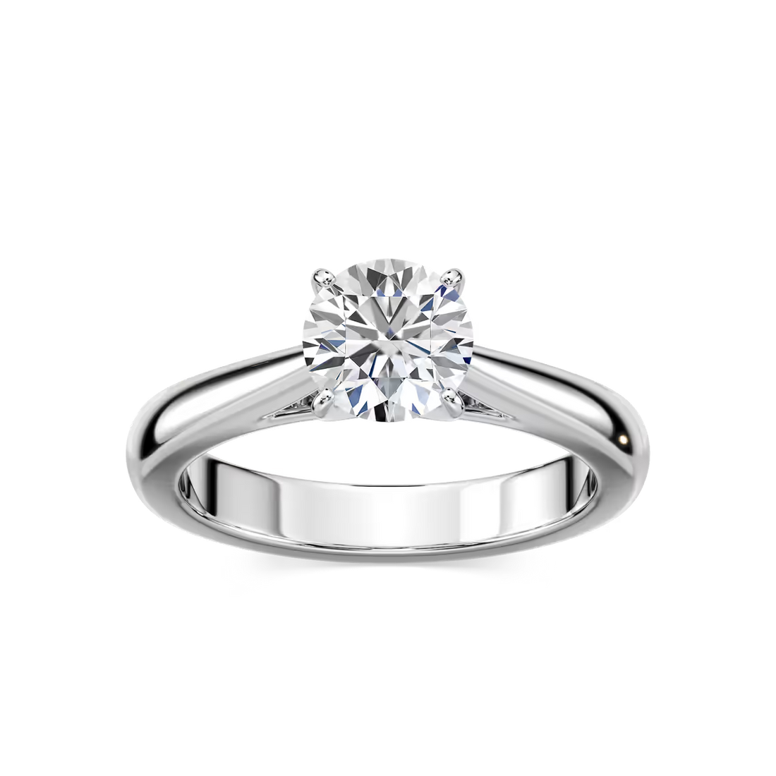 Solitaire Round Cut Cathedral Engagement Ring