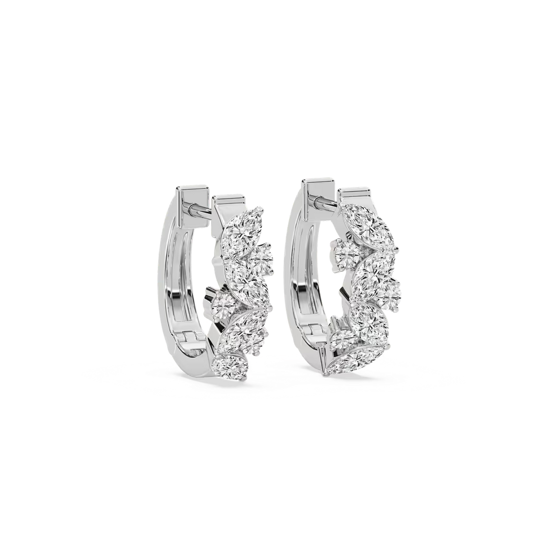 Marquise and Round Lab Grown Diamond Hoop Earrings