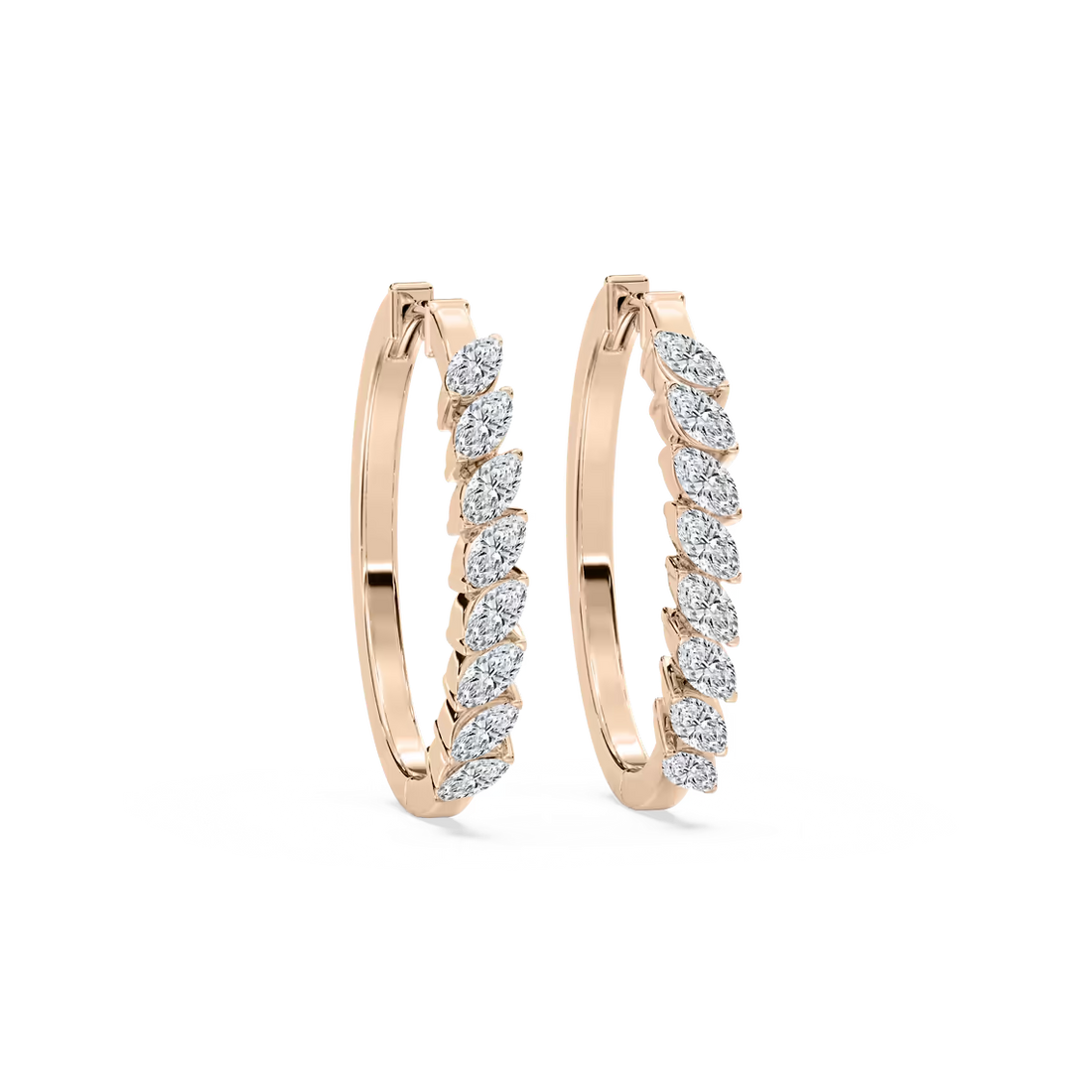 Marquise Cut Lab Grown Diamond Hoop Earrings