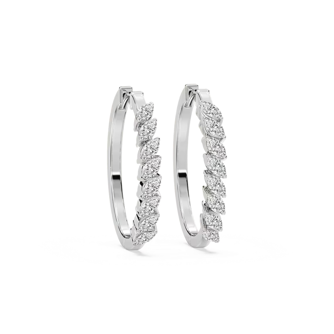 Marquise Cut Lab Grown Diamond Hoop Earrings