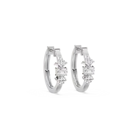 Three Stone Multi Shape Lab Grown Diamond Hoop Earrings