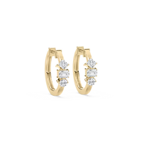 Three Stone Multi Shape Lab Grown Diamond Hoop Earrings