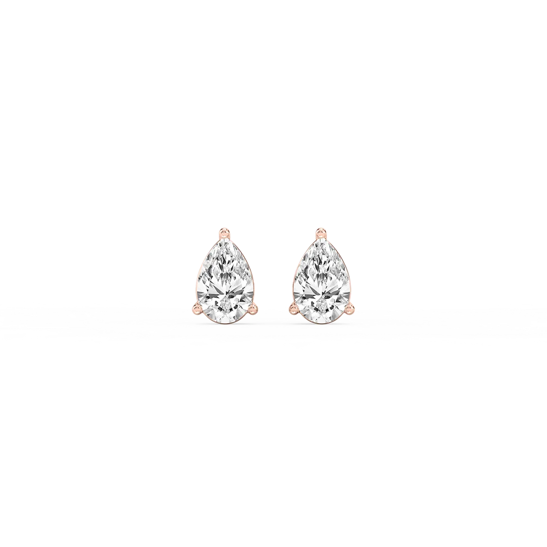 Three Prong Pear Lab Grown Diamond Stud Earrings