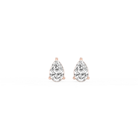 Three Prong Pear Lab Grown Diamond Stud Earrings