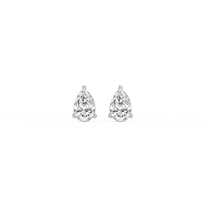 Three Prong Pear Lab Grown Diamond Stud Earrings