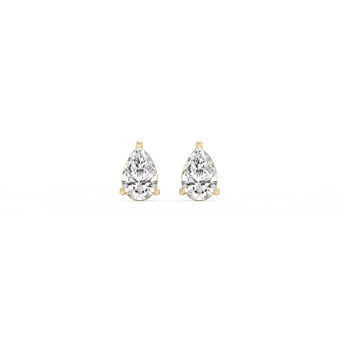Three Prong Pear Lab Grown Diamond Stud Earrings