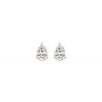 Three Prong Pear Lab Grown Diamond Stud Earrings