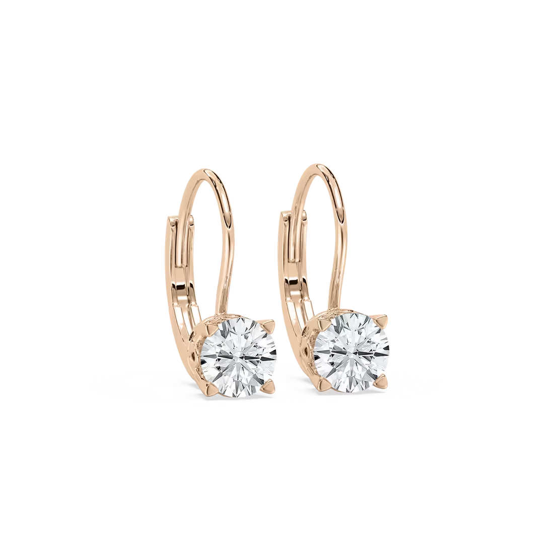 Round Lab Grown Diamond Scroll Drop Earrings