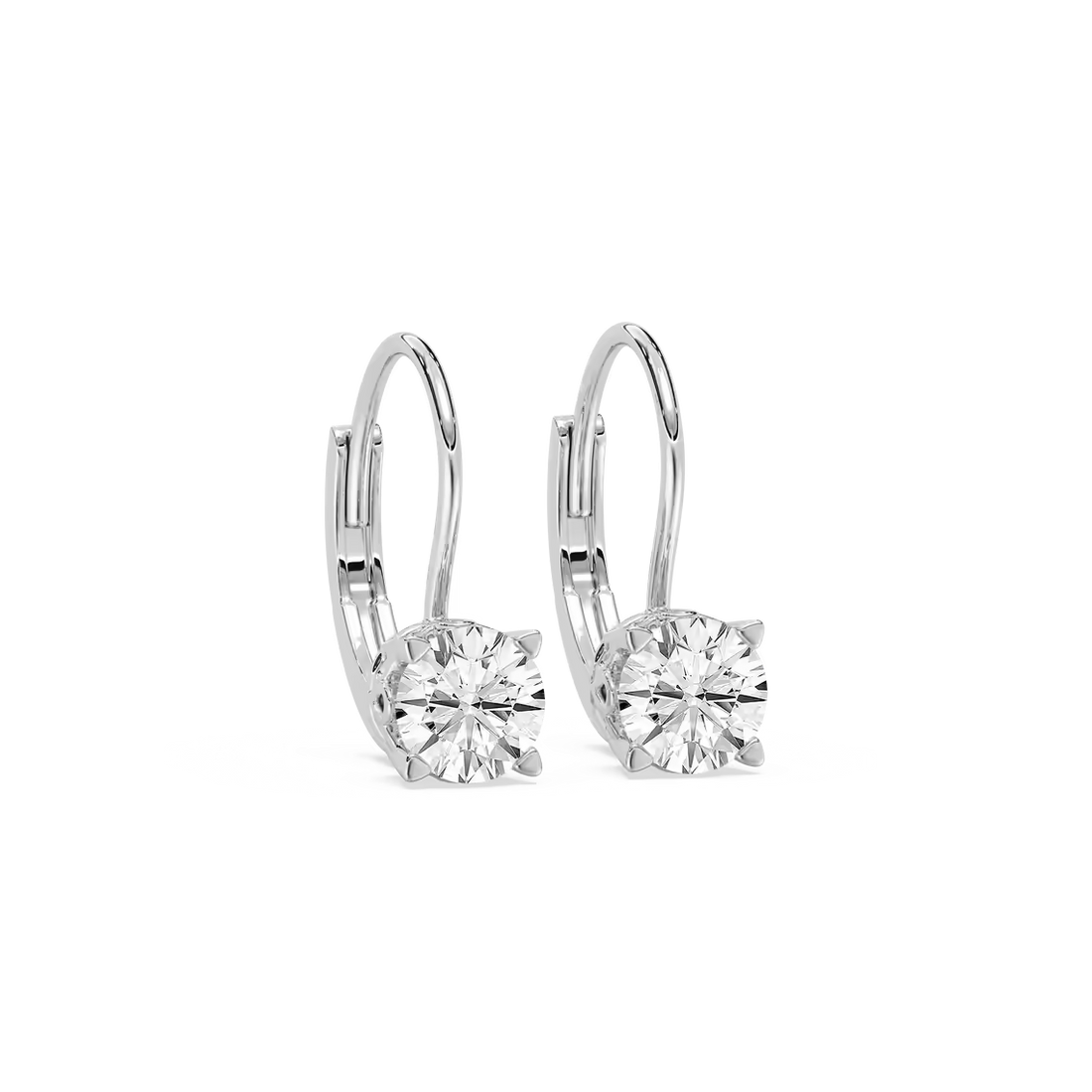 Round Lab Grown Diamond Scroll Drop Earrings