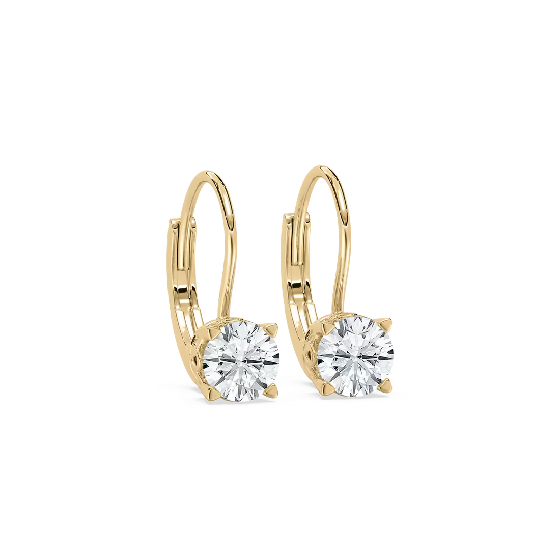 Round Lab Grown Diamond Scroll Drop Earrings