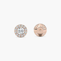 Classic Round Cut Halo Lab Grown Diamond Stud Earrings