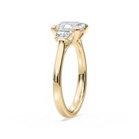 Double Prong Asscher Cut Three Stone Engagement Ring