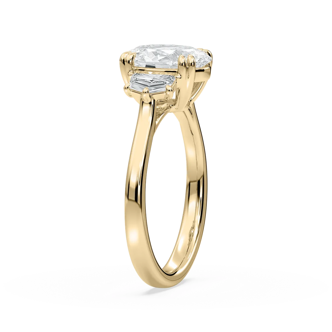 Double Prong Oval Three Stone Engagement Ring