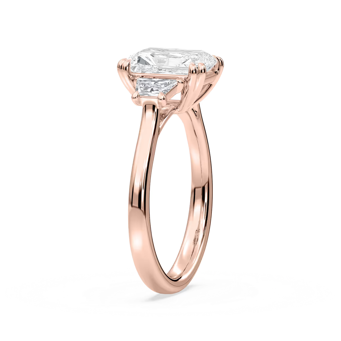 Double Prong Radiant Cut Three Stone Engagement Ring