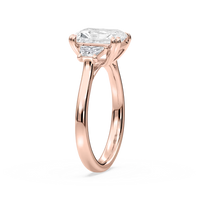 Double Prong Radiant Cut Three Stone Engagement Ring