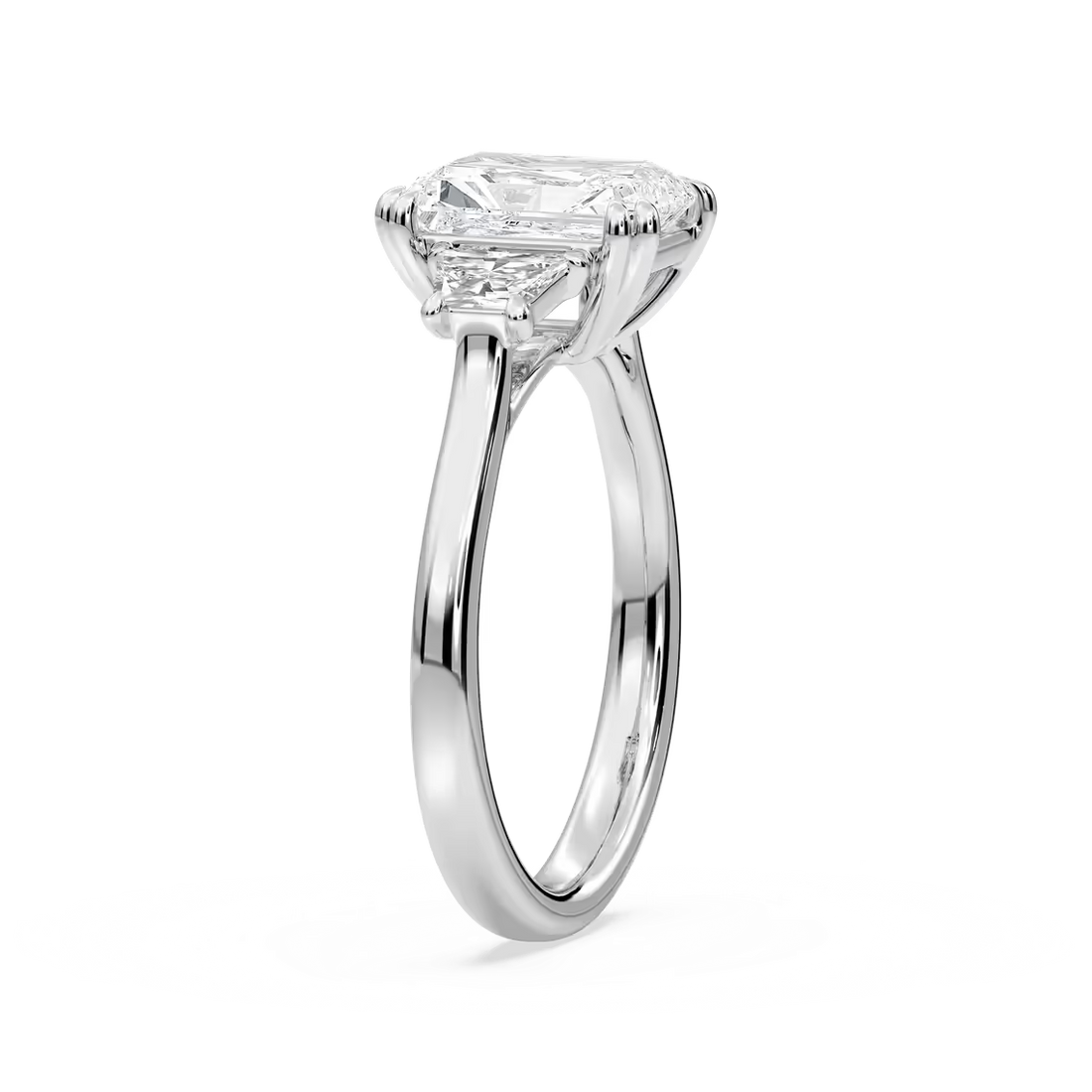 Double Prong Radiant Cut Three Stone Engagement Ring