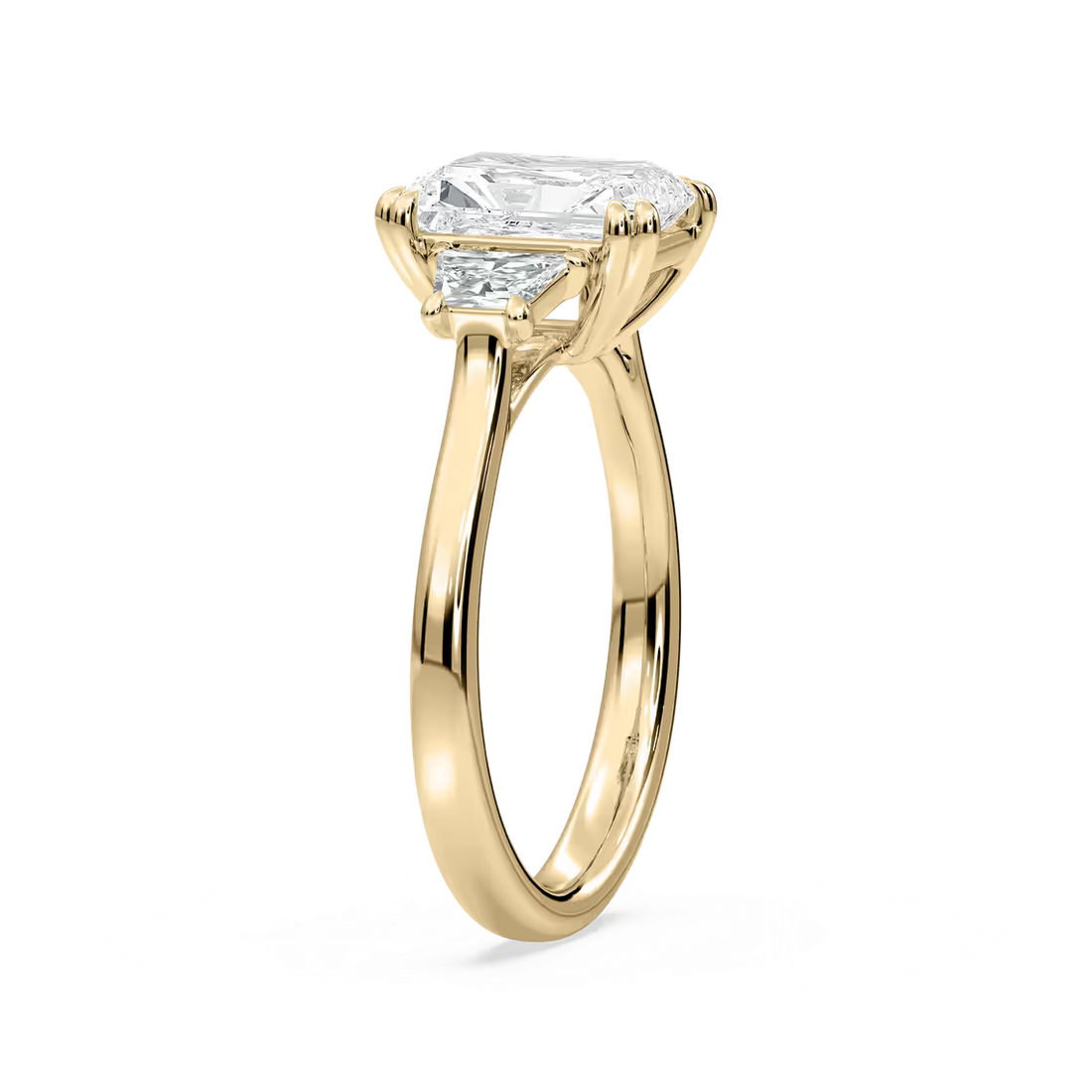 Double Prong Radiant Cut Three Stone Engagement Ring