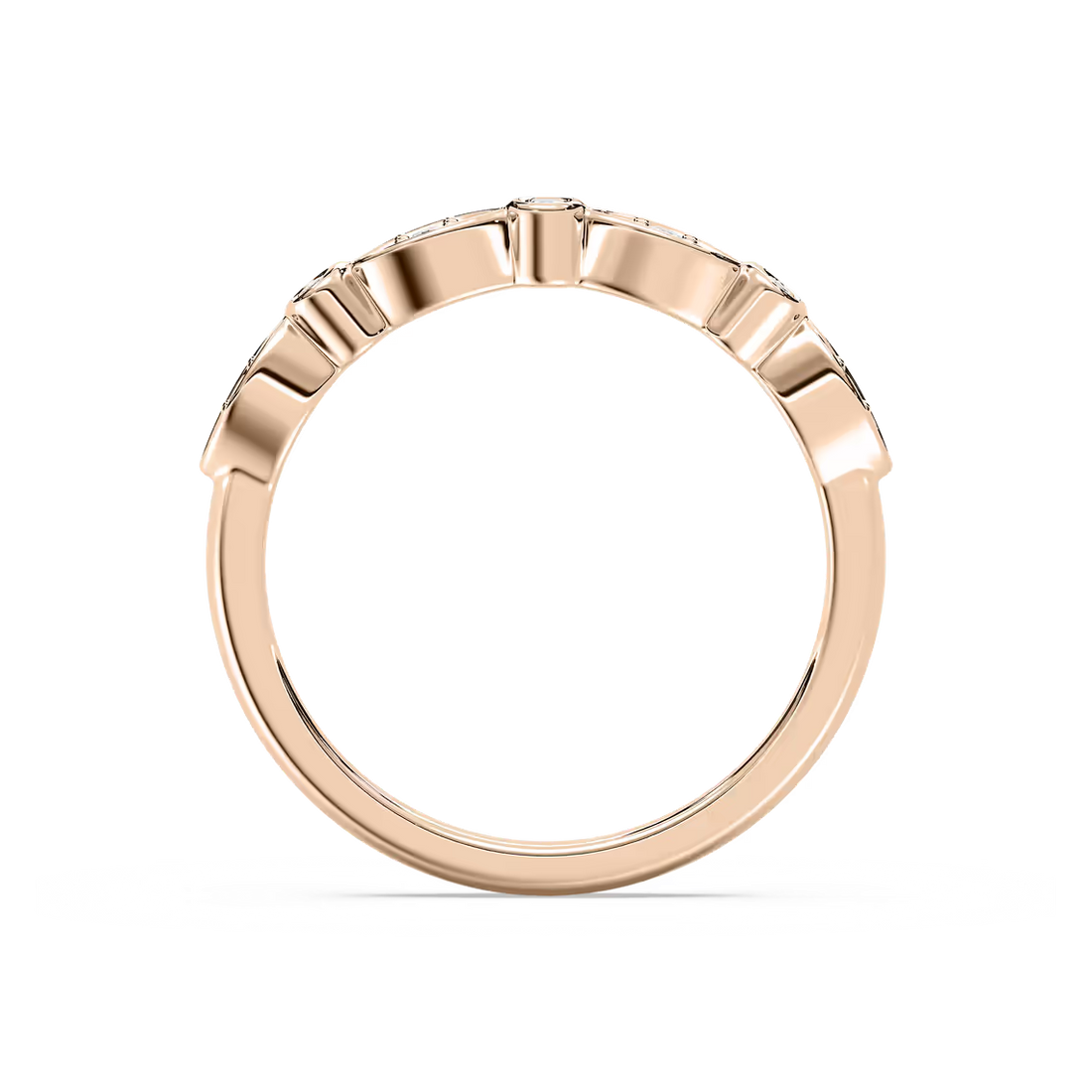 Round Cut Bezel Set Stackable Band
