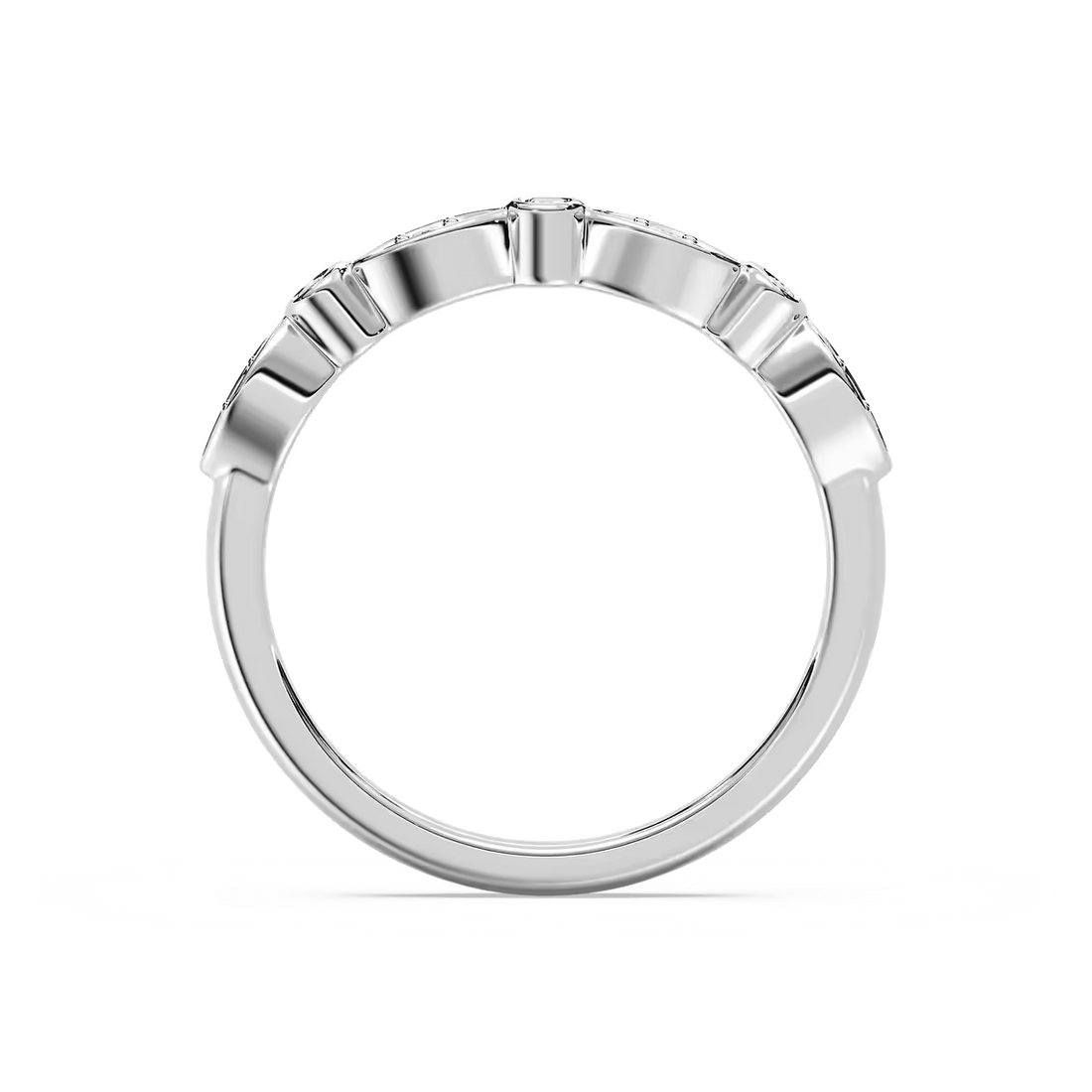 Round Cut Bezel Set Stackable Band