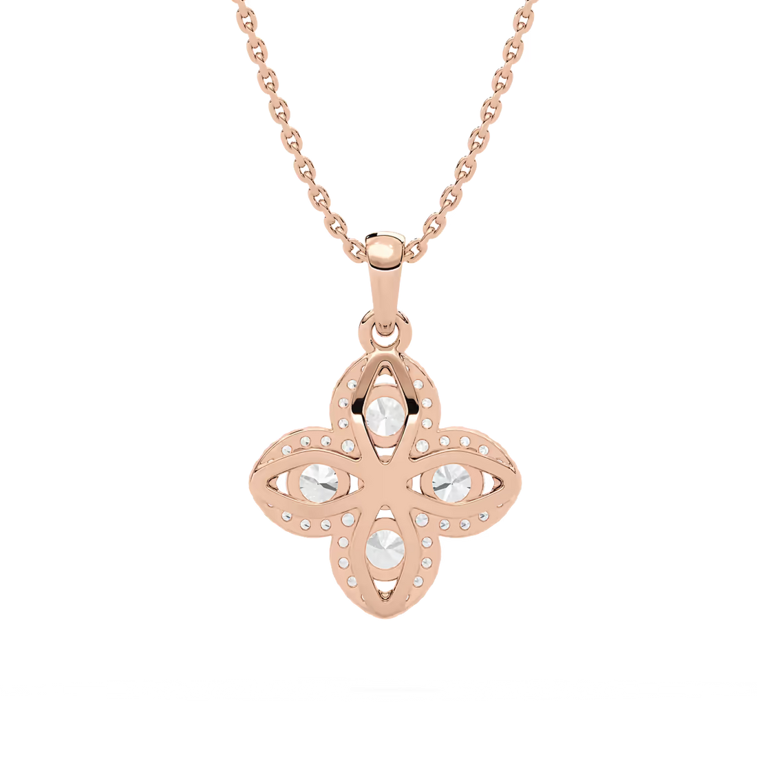 Flower Shape Lab Grown Diamond Necklace