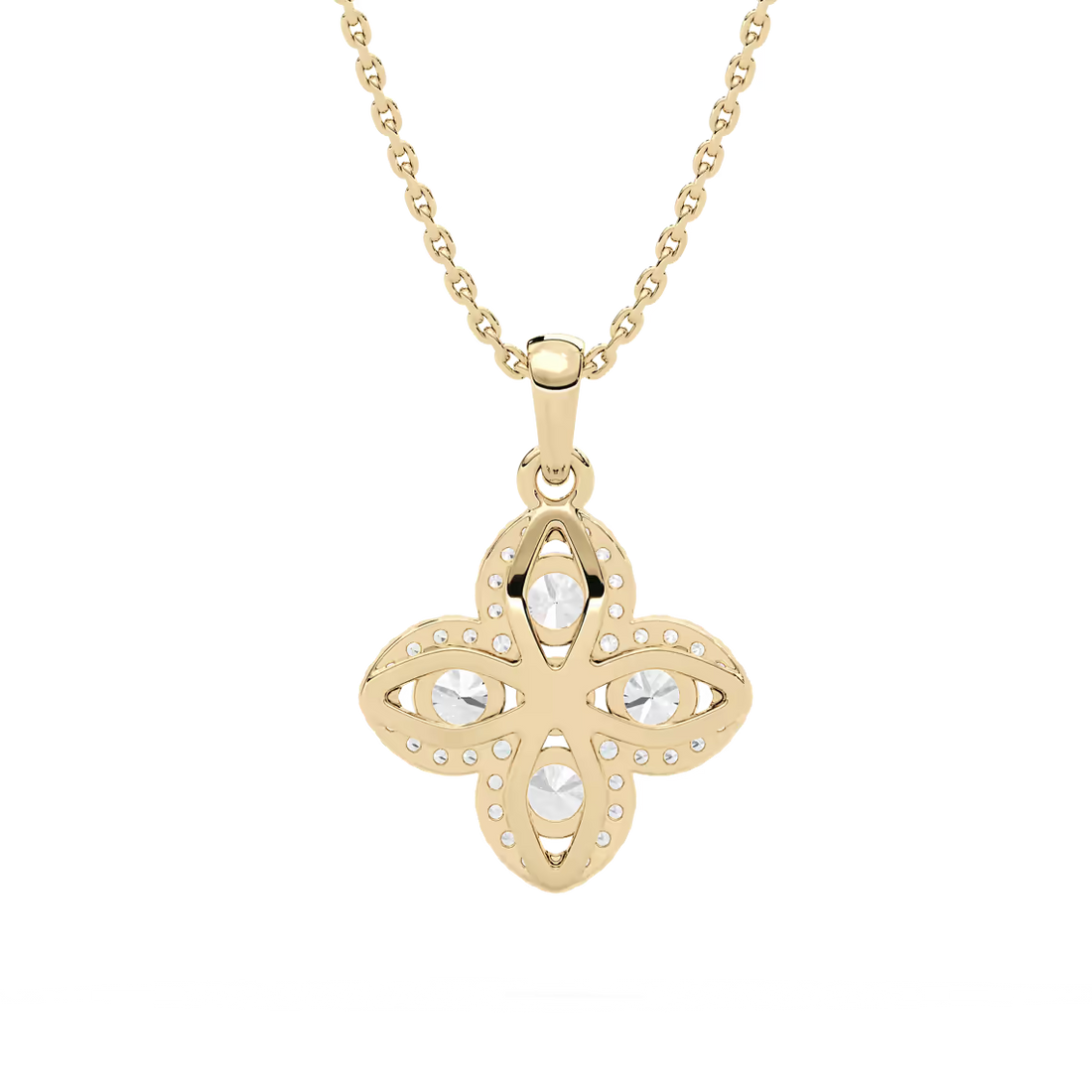 Flower Shape Lab Grown Diamond Necklace